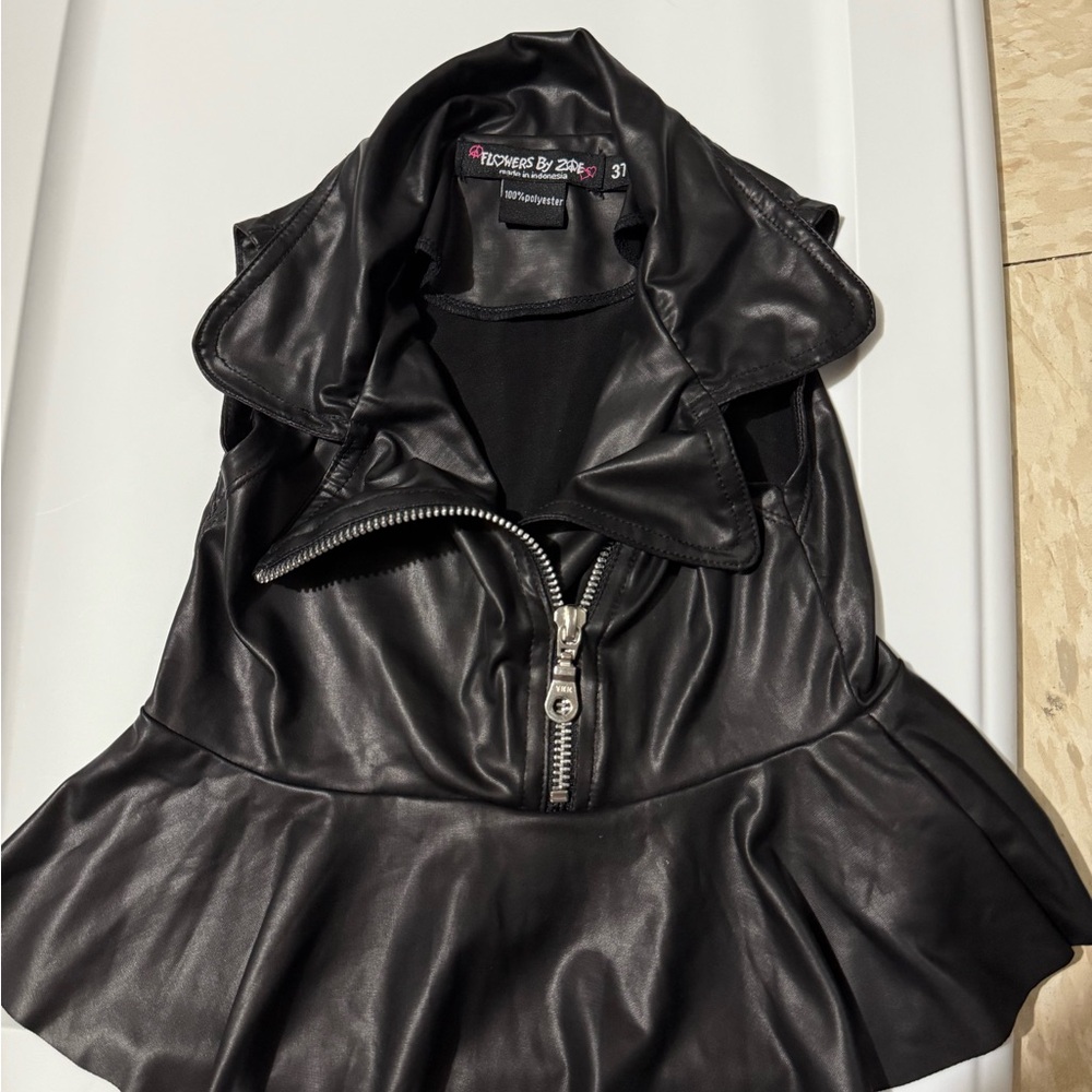 Flowers by Zoe Black Faux Leather Vest